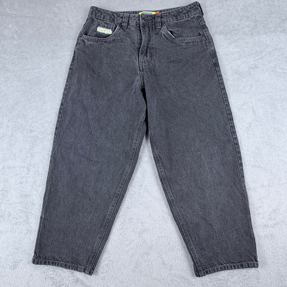 Empyre Loose Fit Skate Jeans Washed Black Baggy Wide Leg Embroidered Mens 28